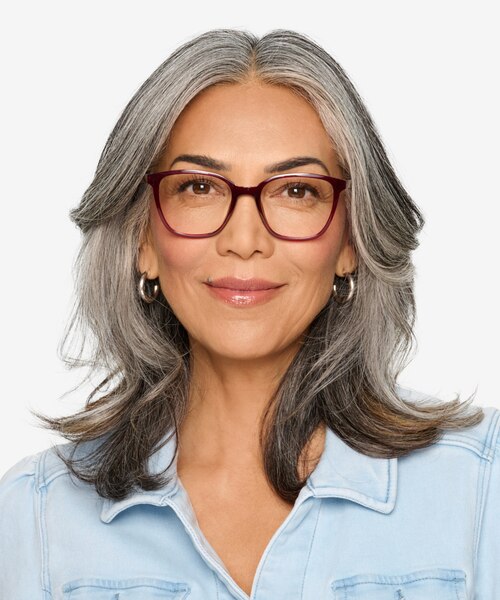 Identical Clear Red & Clear Brown PlasticEyeglass Frames for Women from EyeBuyDirect