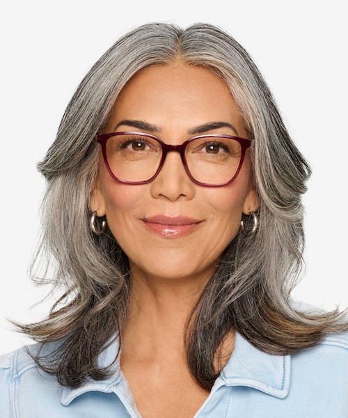 Identical Clear Red & Clear Brown PlasticEyeglass Frames for Women from EyeBuyDirect