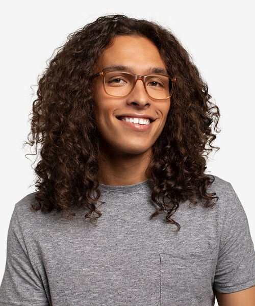 Freeze Clear Brown PlasticEyeglass Frames for Men from EyeBuyDirect