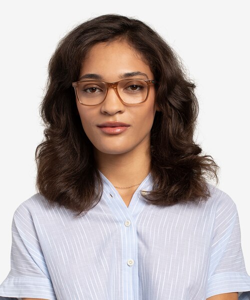 Freeze Clear Brown PlasticEyeglass Frames for Women from EyeBuyDirect