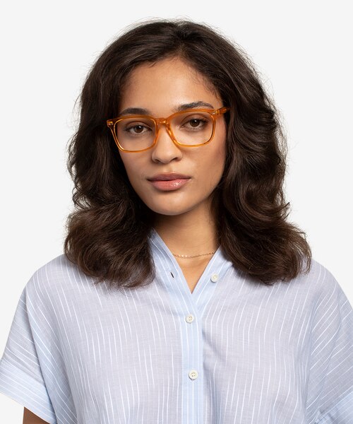 Hope Clear Orange PlasticEyeglass Frames for Women from EyeBuyDirect