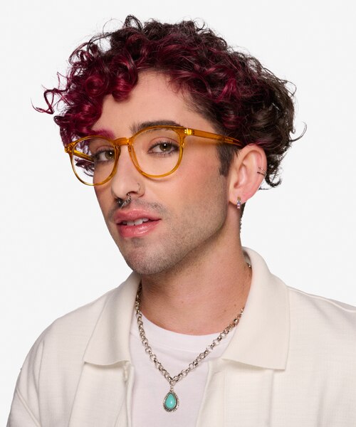 Rainbow Clear Orange PlasticEyeglass Frames for Men from EyeBuyDirect