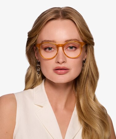 Clear Orange Rainbow -  Colorful Plastic Eyeglasses