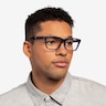 Shuffle Matte Black Blue AcetateEyeglass Frames for Men from EyeBuyDirect