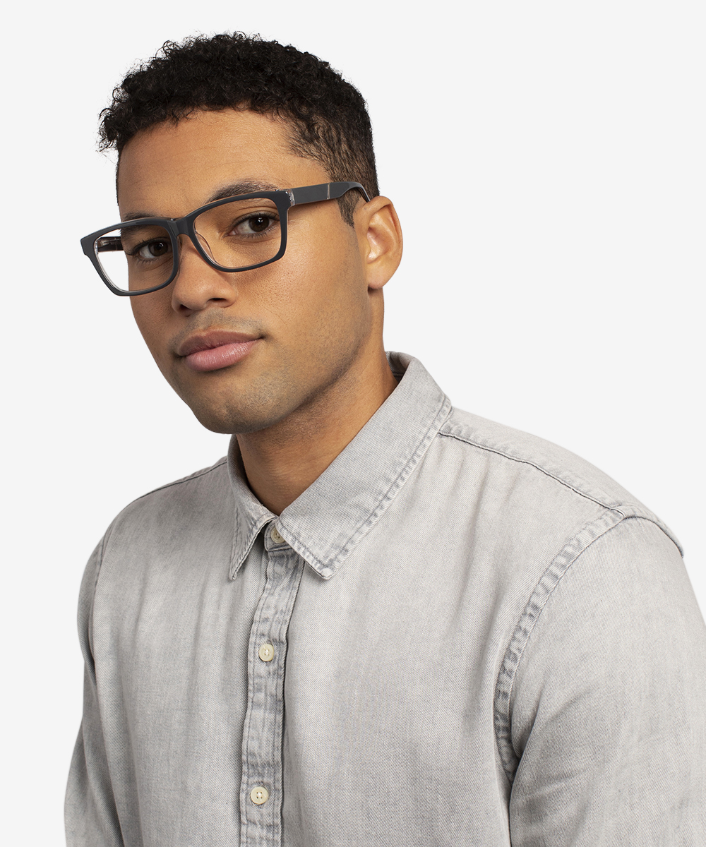 Shuffle Rectangle Gray Glasses for Men | Eyebuydirect