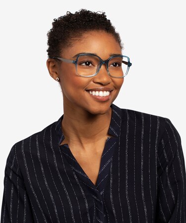 Clear Blue Clematis -  Acetate Eyeglasses