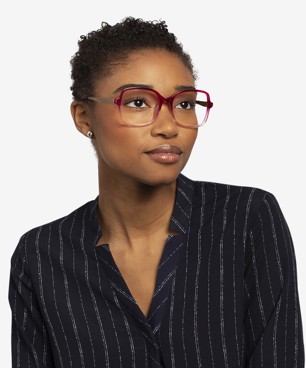 Clematis Square Clear Pink Glasses for Women | Eyebuydirect Canada