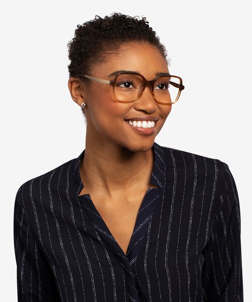 Clematis Clear Brown AcetateEyeglass Frames for Women from EyeBuyDirect