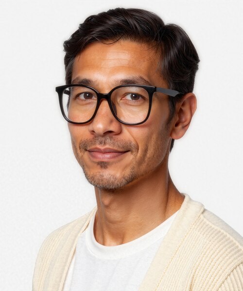 Latte Noir AcétateMontures de lunettes de vue pour Hommes d'EyeBuyDirect