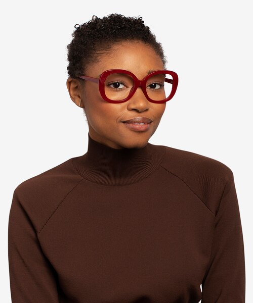 Tess Burgundy AcetateEyeglass Frames for Women from EyeBuyDirect