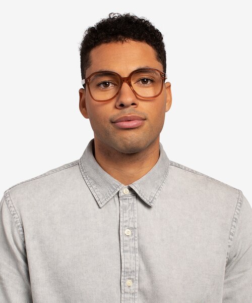 Tripp Clear Brown AcetateEyeglass Frames for Men from EyeBuyDirect