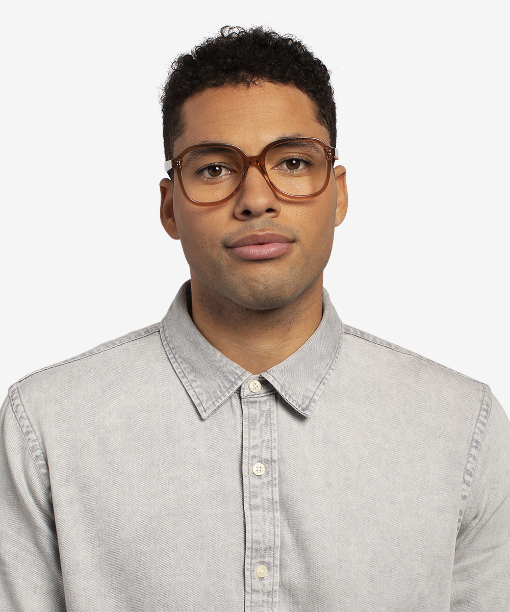 Tripp Square Clear Brown Glasses for Men | Eyebuydirect