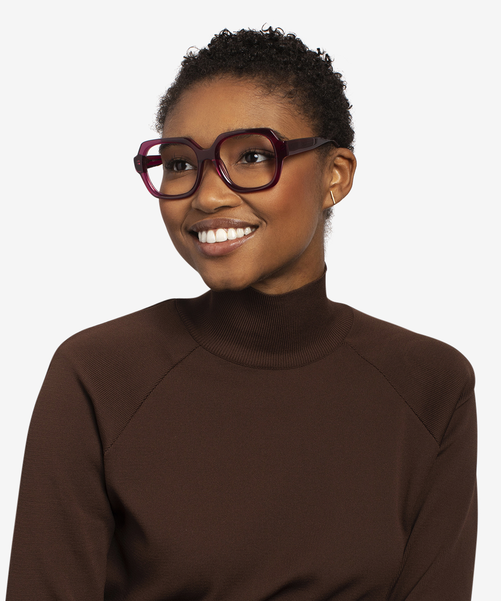 Ellen Geometric Clear Purple Glasses for Women | Eyebuydirect