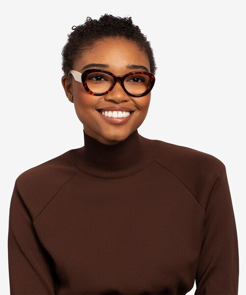 Dahlia Tortoise & Cream AcetateEyeglass Frames for Women from EyeBuyDirect