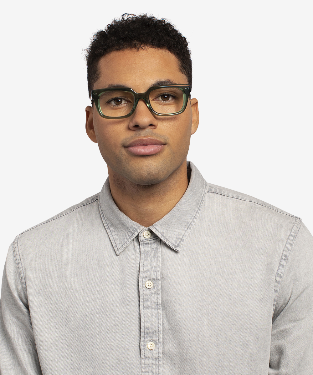 Kit Rectangle Clear Green Glasses for Men | Eyebuydirect