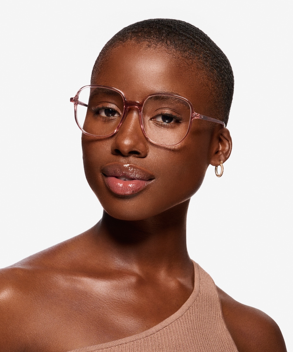Natural Square Clear Pink Glasses for Women | Eyebuydirect