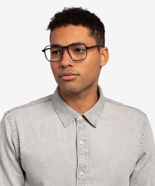Ozone Clear Blue AcetateEyeglass Frames for Men from EyeBuyDirect