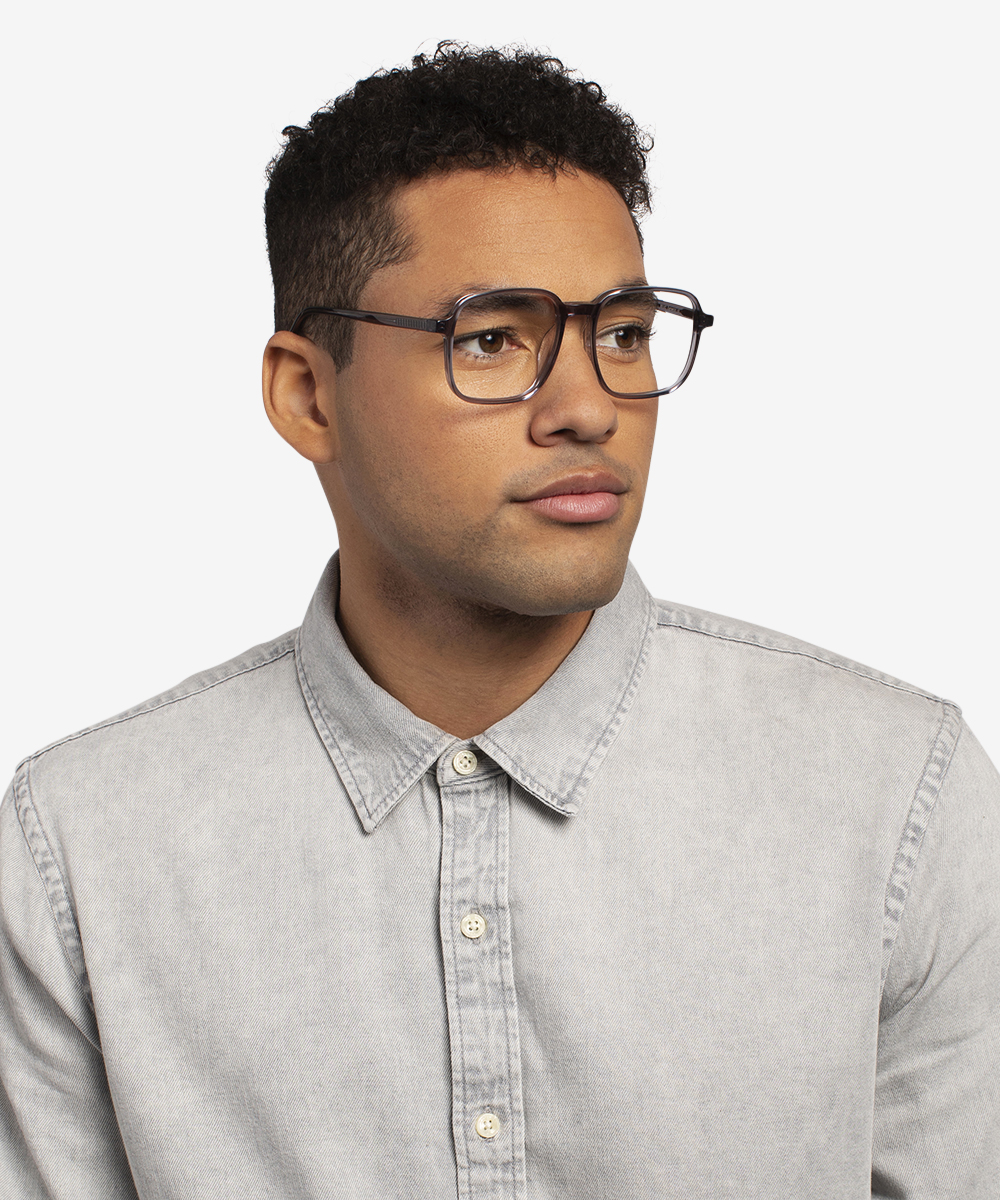Ozone Square Clear Gray Glasses for Men | Eyebuydirect