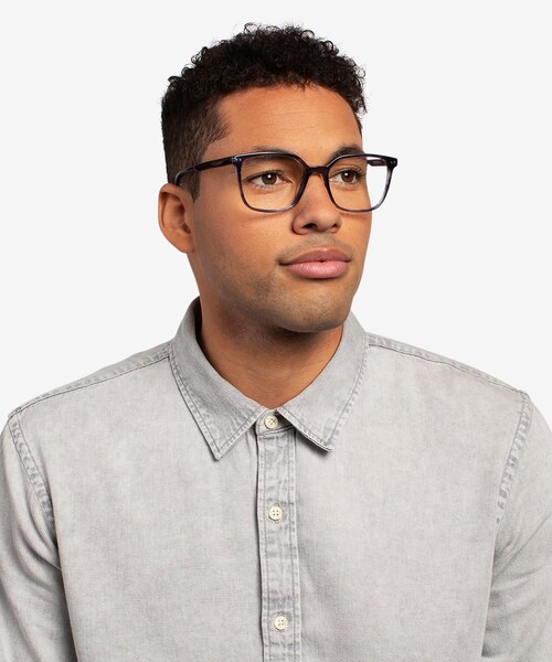 Conscious Blue Striped AcetateEyeglass Frames for Men from EyeBuyDirect