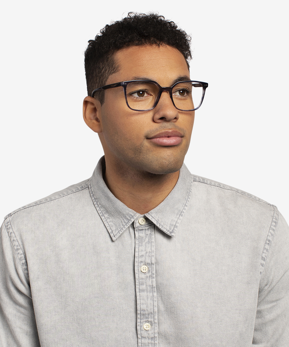 Conscious Square Blue Striped Glasses for Men | Eyebuydirect