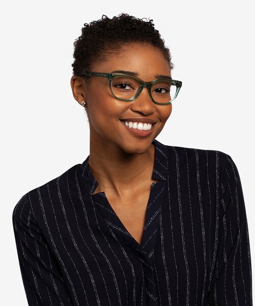 Arabesque Clear Green Gold AcétateMontures de lunettes de vue pour Femmes d'EyeBuyDirect