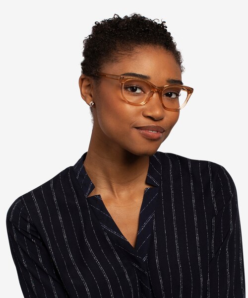 Arabesque Clear Orange Gold AcetateEyeglass Frames for Women from EyeBuyDirect