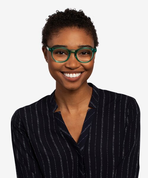 Hoop Emerald Green Gold AcetateEyeglass Frames for Women from EyeBuyDirect