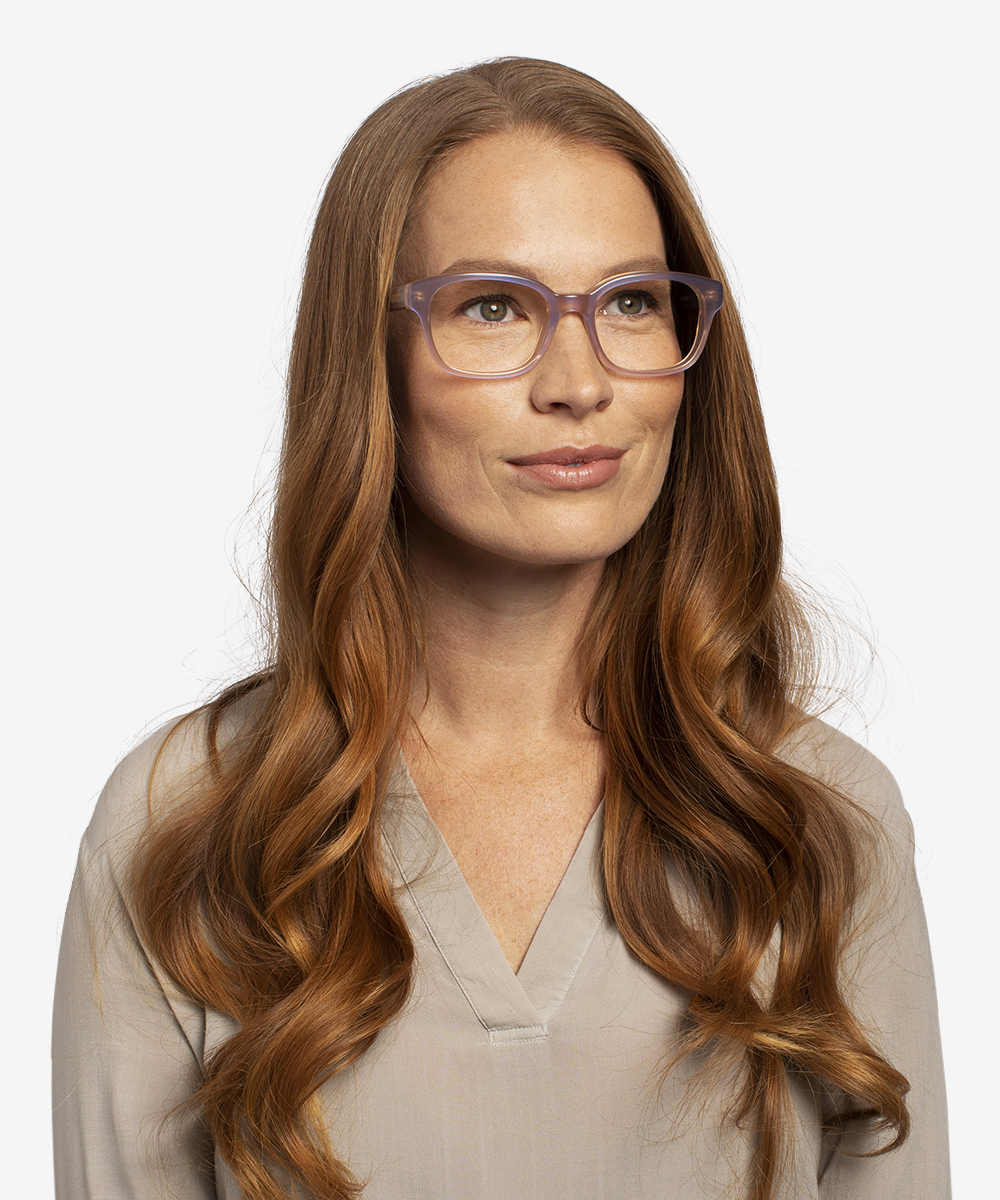 Neon Rectangle Iridescent Purple Glasses for Women Eyebuydirect