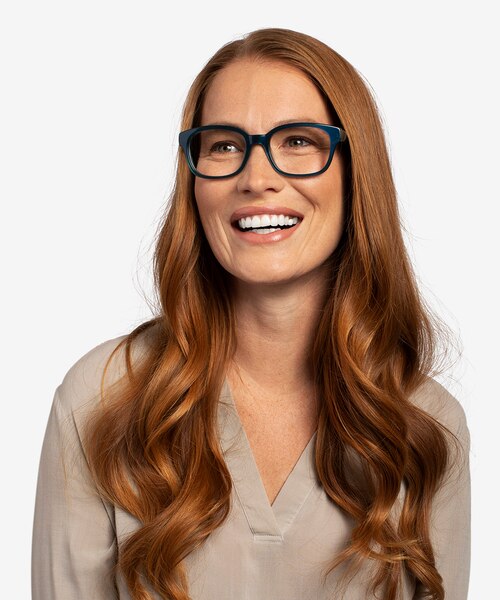 Neon Iridescent Dark Green AcetateEyeglass Frames for Women from EyeBuyDirect