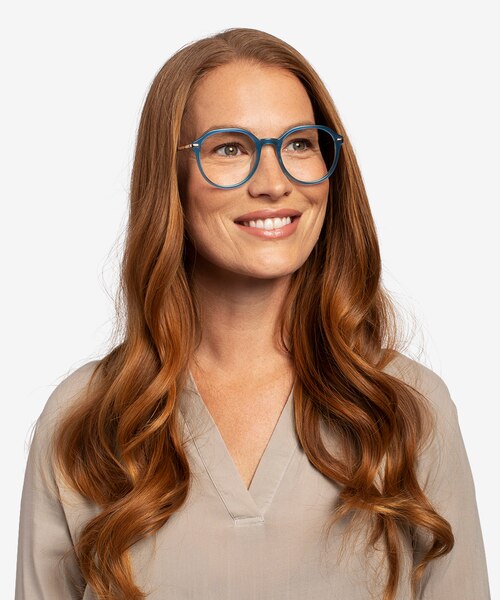 Original Iridescent Blue AcetateEyeglass Frames for Women from EyeBuyDirect