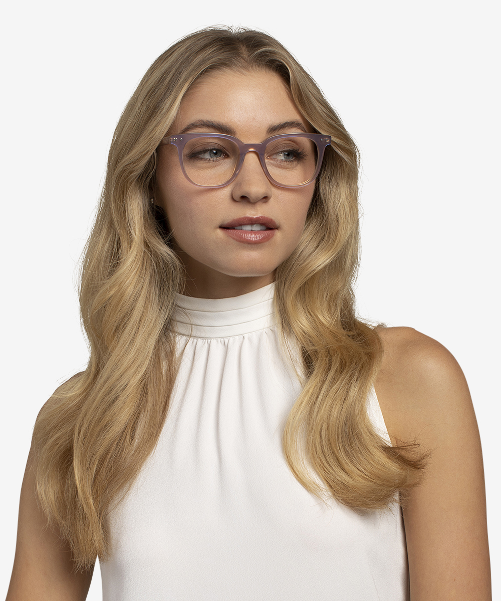 Kaleidoscope Square Iridescent Purple Full Rim Eyeglasses ...