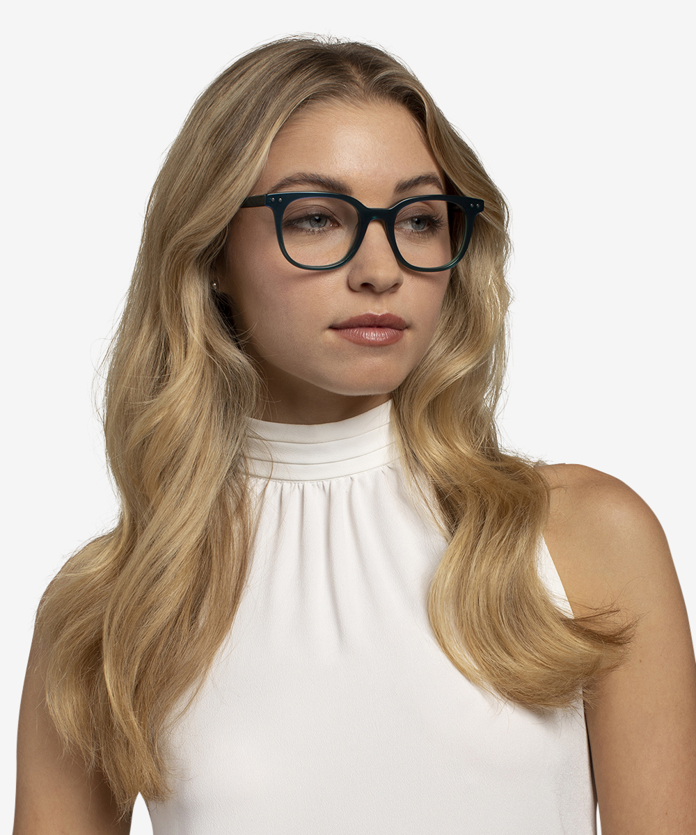 Kaleidoscope Square Iridescent Dark Green Full Rim Eyeglasses