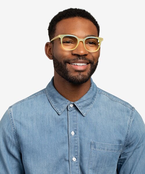 Kaleidoscope Iridescent Yellow AcetateEyeglass Frames for Men from EyeBuyDirect
