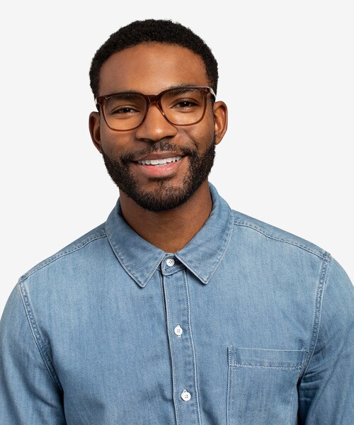 Latitude Clear Brown AcetateEyeglass Frames for Men from EyeBuyDirect