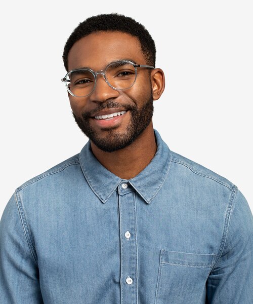 Niagara Clear Blue AcetateEyeglass Frames for Men from EyeBuyDirect