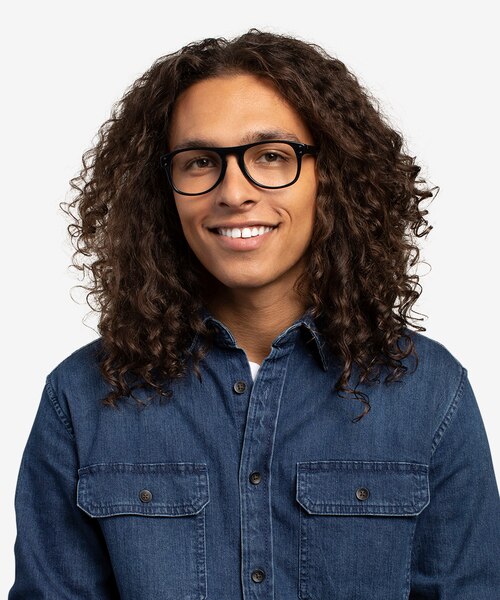 Galveston Dark Blue Striped AcetateEyeglass Frames for Men from EyeBuyDirect