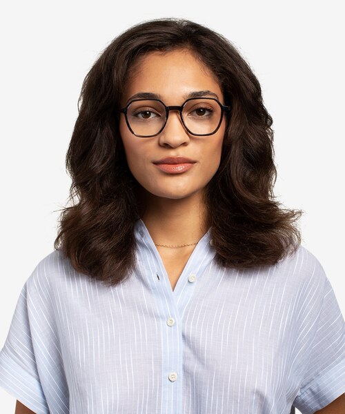 Oscar Gray Striped   Black AcetateEyeglass Frames for Women from EyeBuyDirect