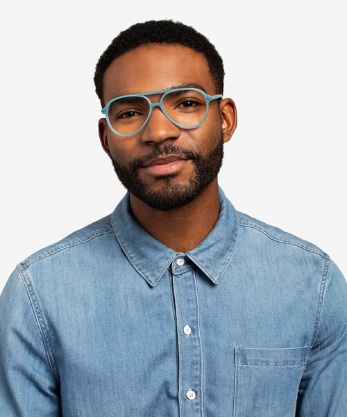 Rewind Blue AcetateEyeglass Frames for Men from EyeBuyDirect