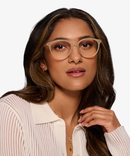 Leonia Jaune pâle AcétateMontures de lunettes de vue pour Femmes d'EyeBuyDirect