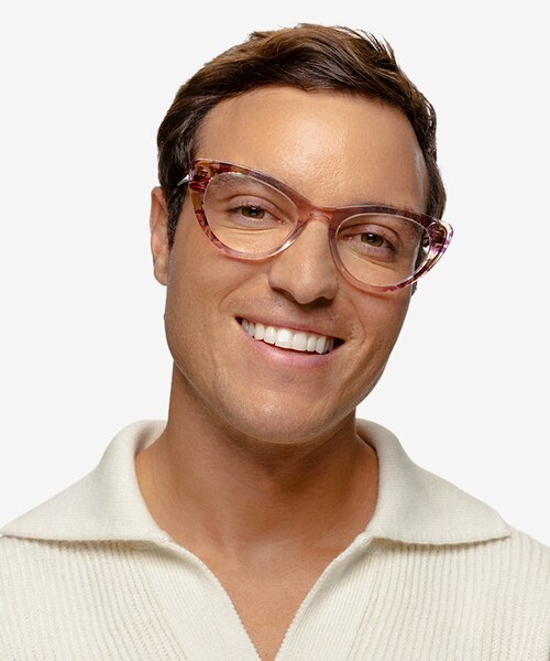Legato Clear Pink Floral AcetateEyeglass Frames for Men from EyeBuyDirect