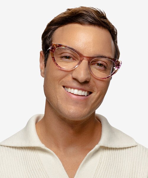 Legato Clear Pink Floral AcetateEyeglass Frames for Men from EyeBuyDirect
