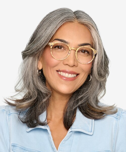 Enjoy Clear Gold AcetateEyeglass Frames for Women from EyeBuyDirect
