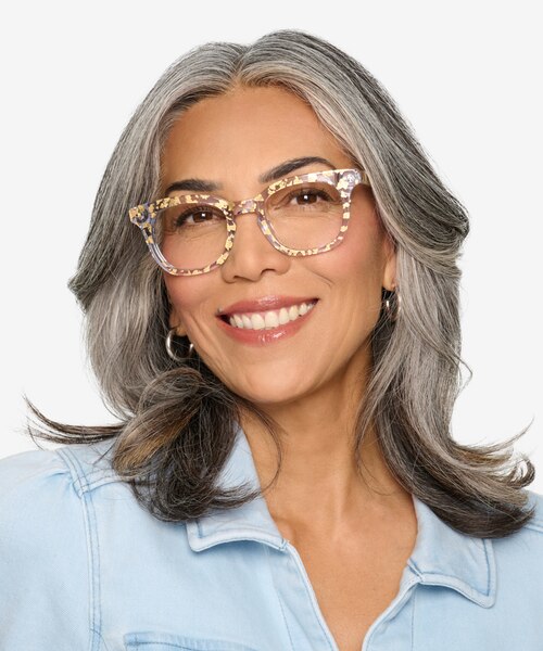 Acoustic Clear Gold AcetateEyeglass Frames for Women from EyeBuyDirect