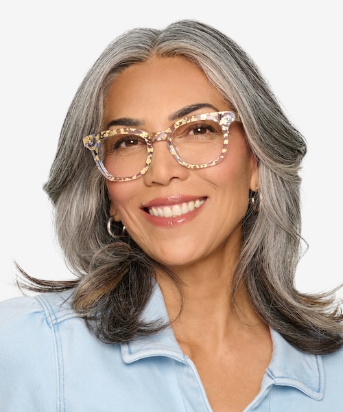 Acoustic Clear Gold AcetateEyeglass Frames for Women from EyeBuyDirect