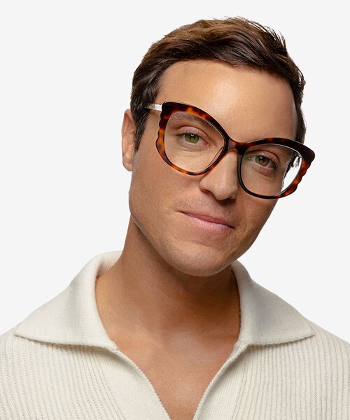 Aesthete Tortoise Clear Gold AcetateEyeglass Frames for Men from EyeBuyDirect