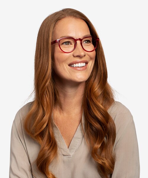 Hawthorne Clear Red Eco-friendlyEyeglass Frames for Women from EyeBuyDirect
