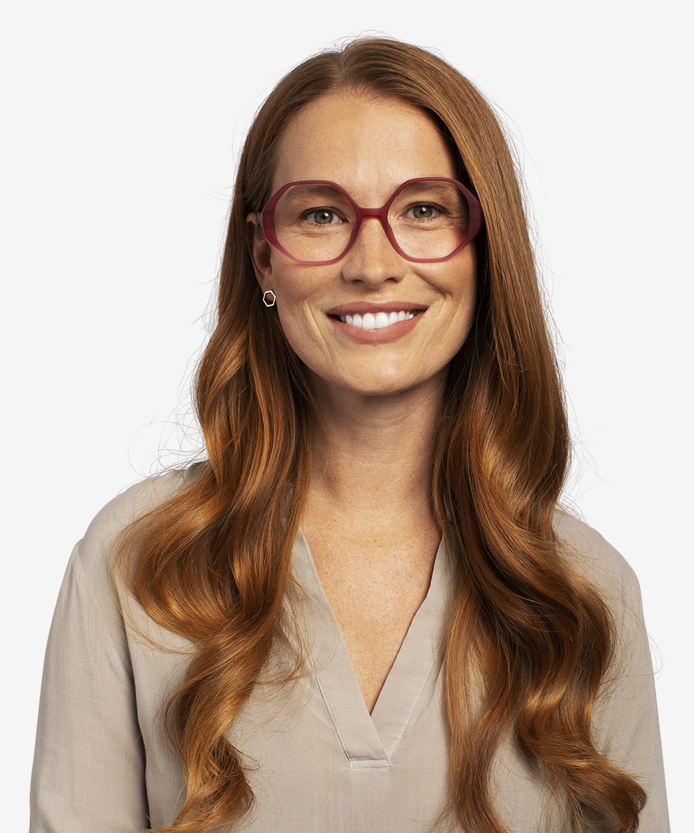 Cypress Geometric Matte Red Glasses for Women Eyebuydirect