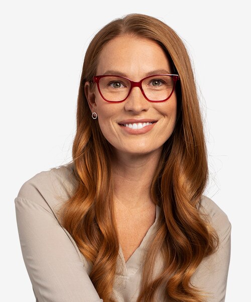 Almond Clear Red PlasticEyeglass Frames for Women from EyeBuyDirect