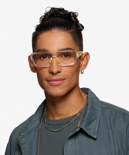 Weld Clear Yellow PlasticEyeglass Frames for Men from EyeBuyDirect