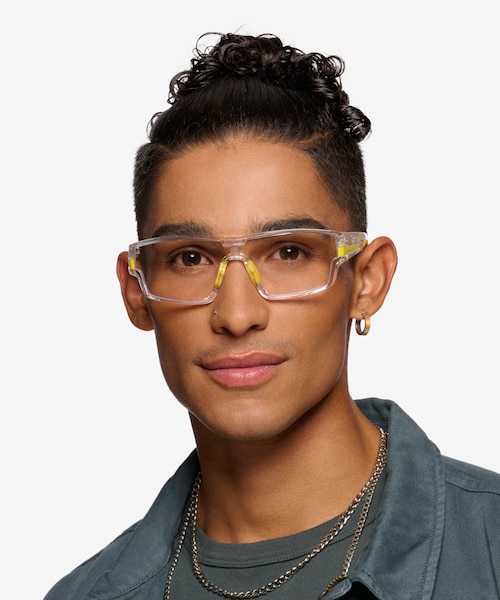 Weld Clear Yellow PlasticEyeglass Frames for Men from EyeBuyDirect